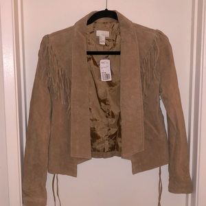 NWT Tan Brown Leather Cowboy Jacket w/ Fringe - Reformation Style- F21 - Size S